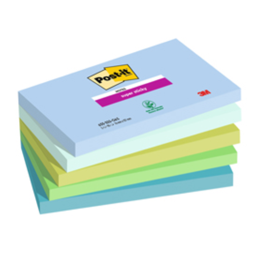 Post-it Super Sticky 655-5SS-OAS - Blocchi - 127 x 76 mm - 450 fogli (5 x 90) - blu, verde